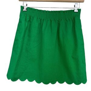 J.Crew Factory Green Scalloped Linen Cotton Blend Skirt Womens 8